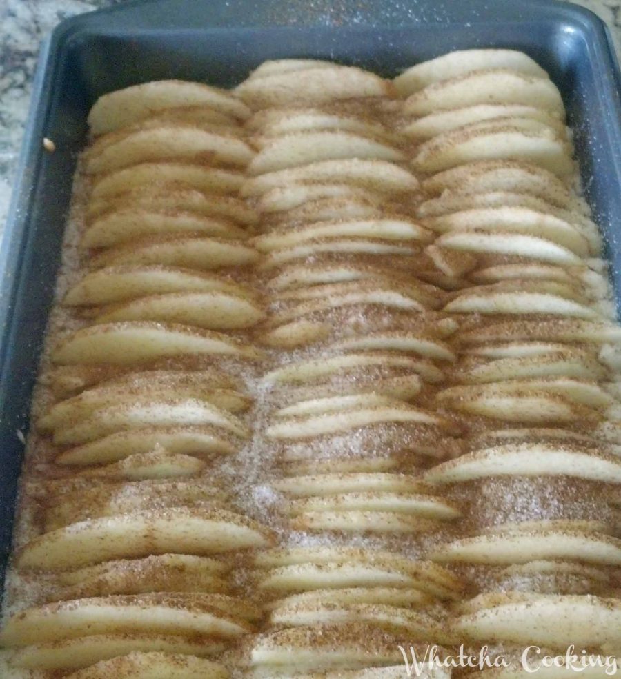apple cake sprinkle with cinnamon and sugar whatchacooking